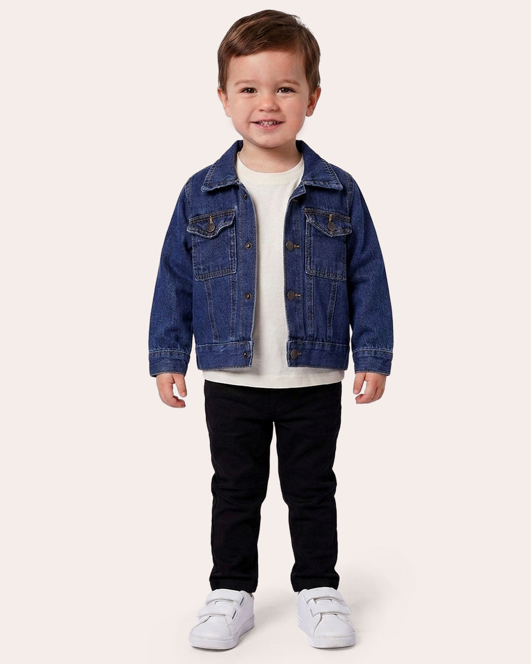 Jaqueta Jeans Bebê com Bolsos Azul Escuro