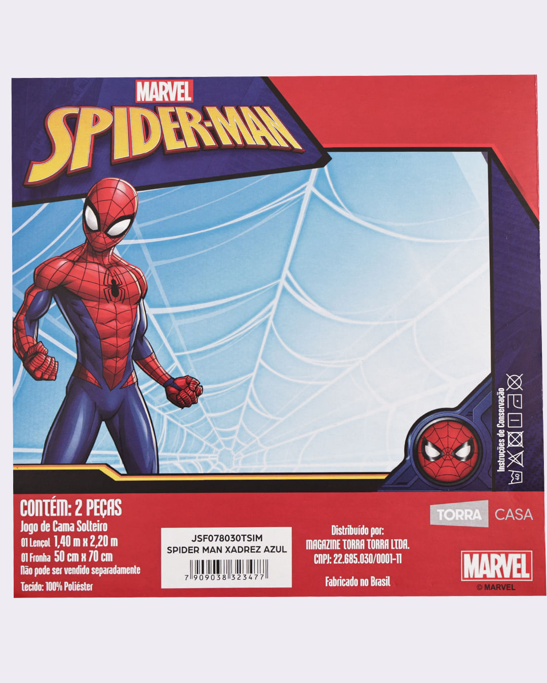 Jogo-De-Cama-Solteiro-Spider-Man-Xadrez---Azul