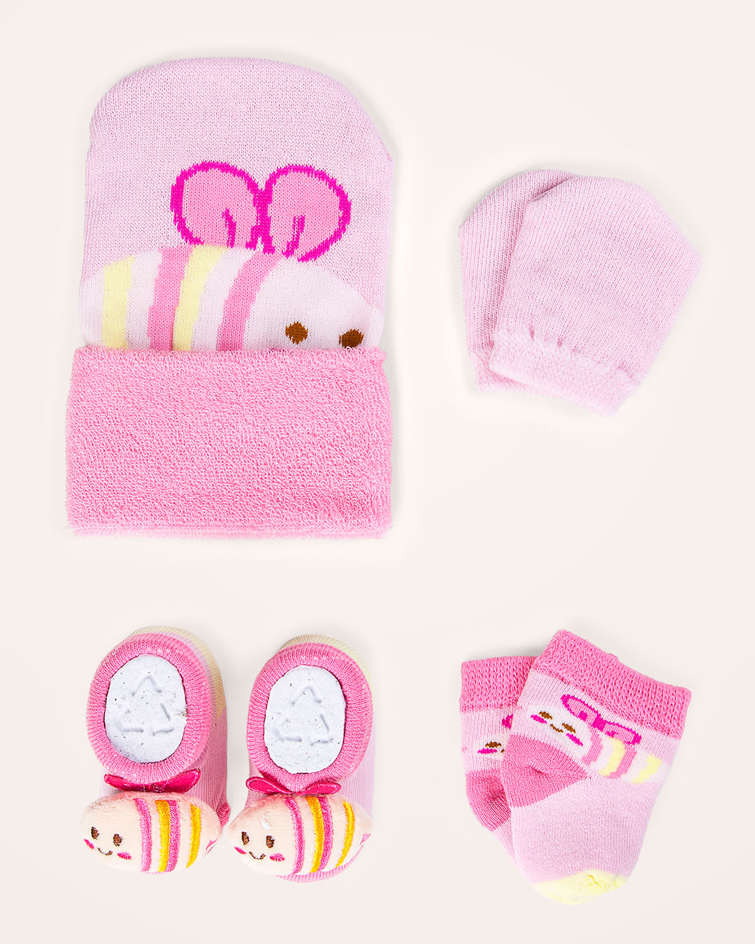 Kit-Rn-Abelha-Touca-luva-meias-mdiverti---Rosa