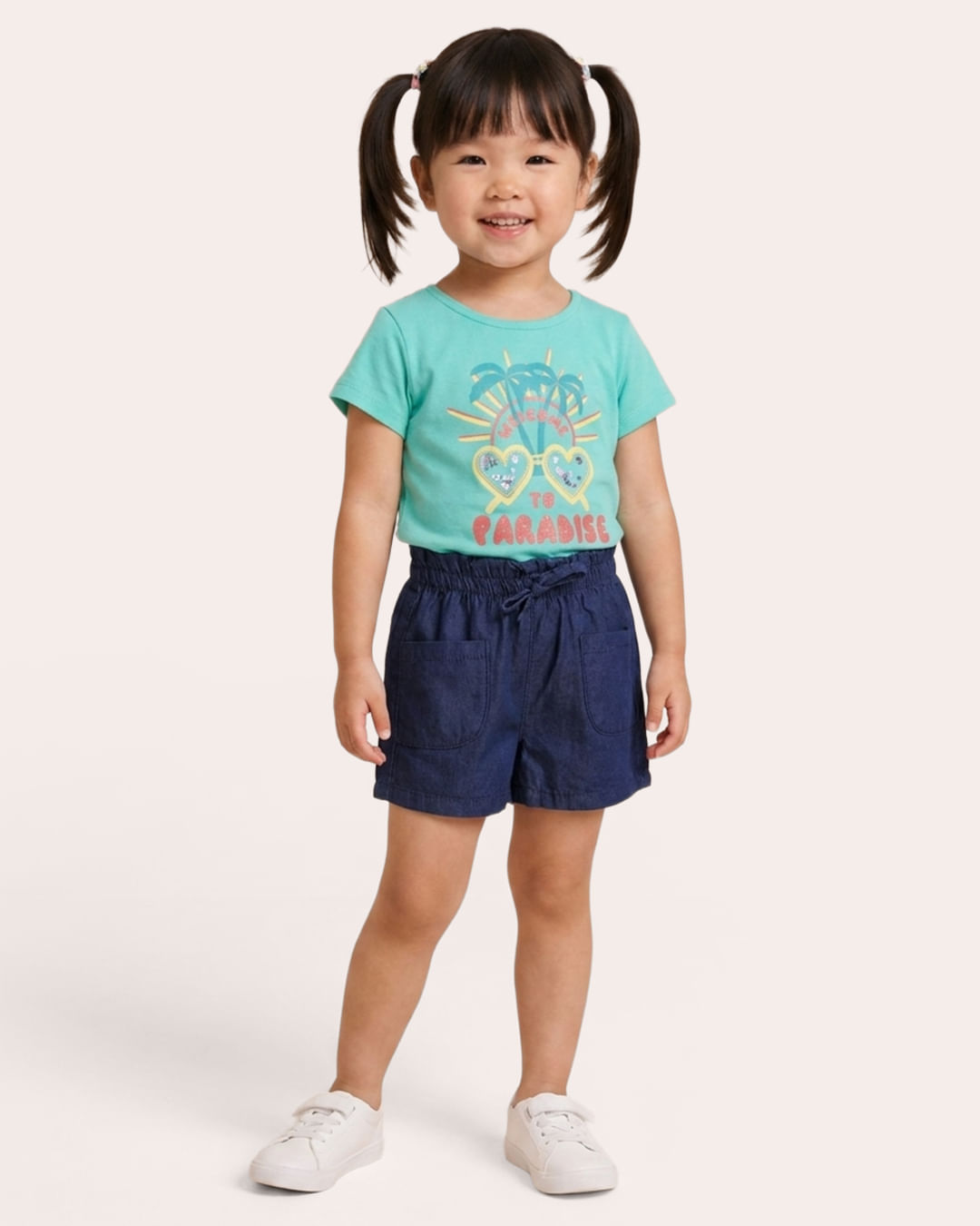 Blusa Bebê Estampa Interativa Tropical Manga Curta Verde