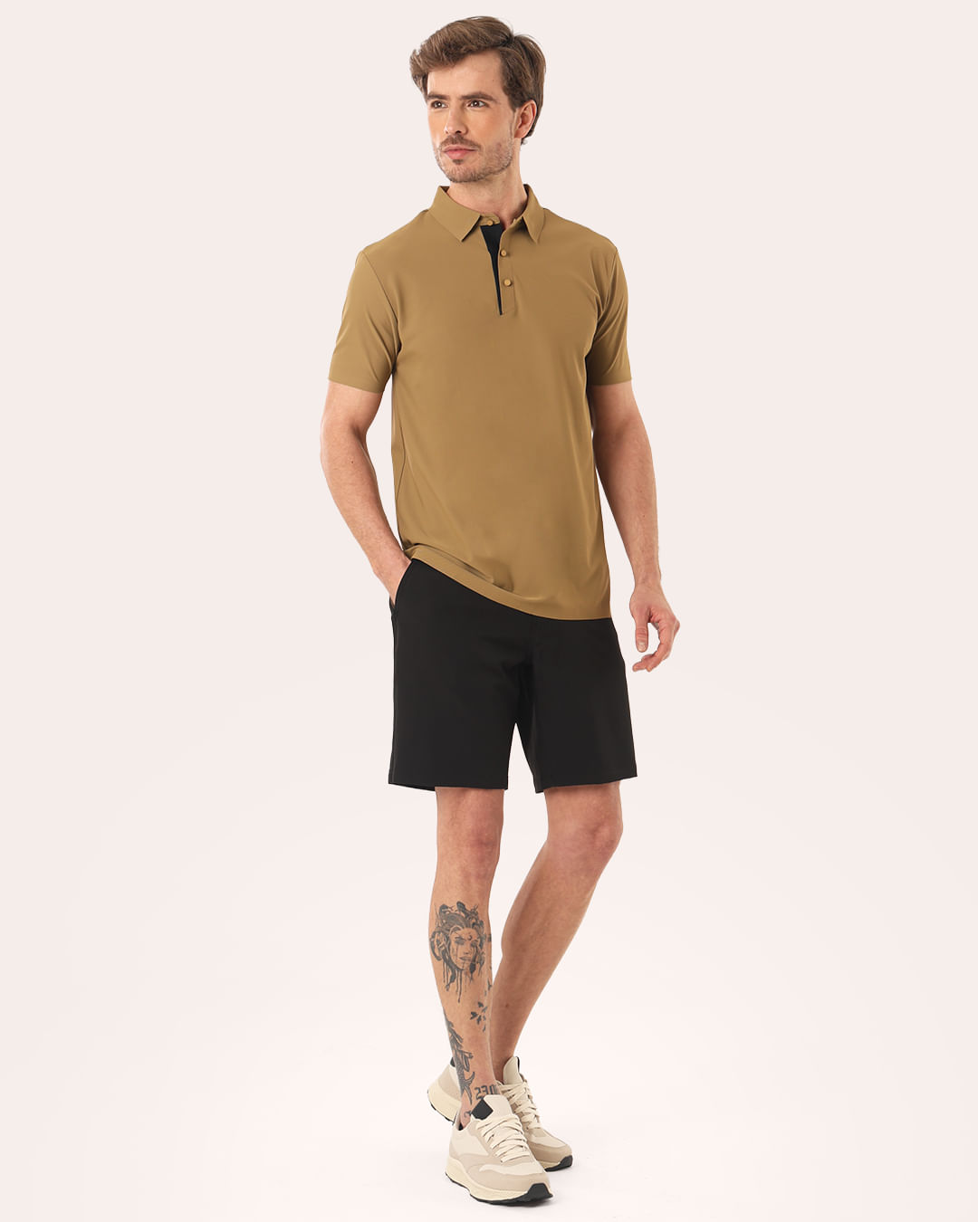 Polo-Nw-2540-043-Poliamida-Contr-Caqui---Khaki