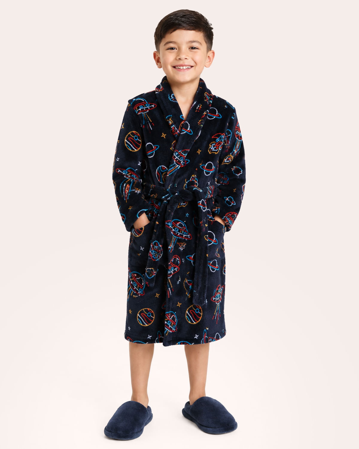 Roupão Infantil Soft Atlântica Estampado Marinho - 4/6