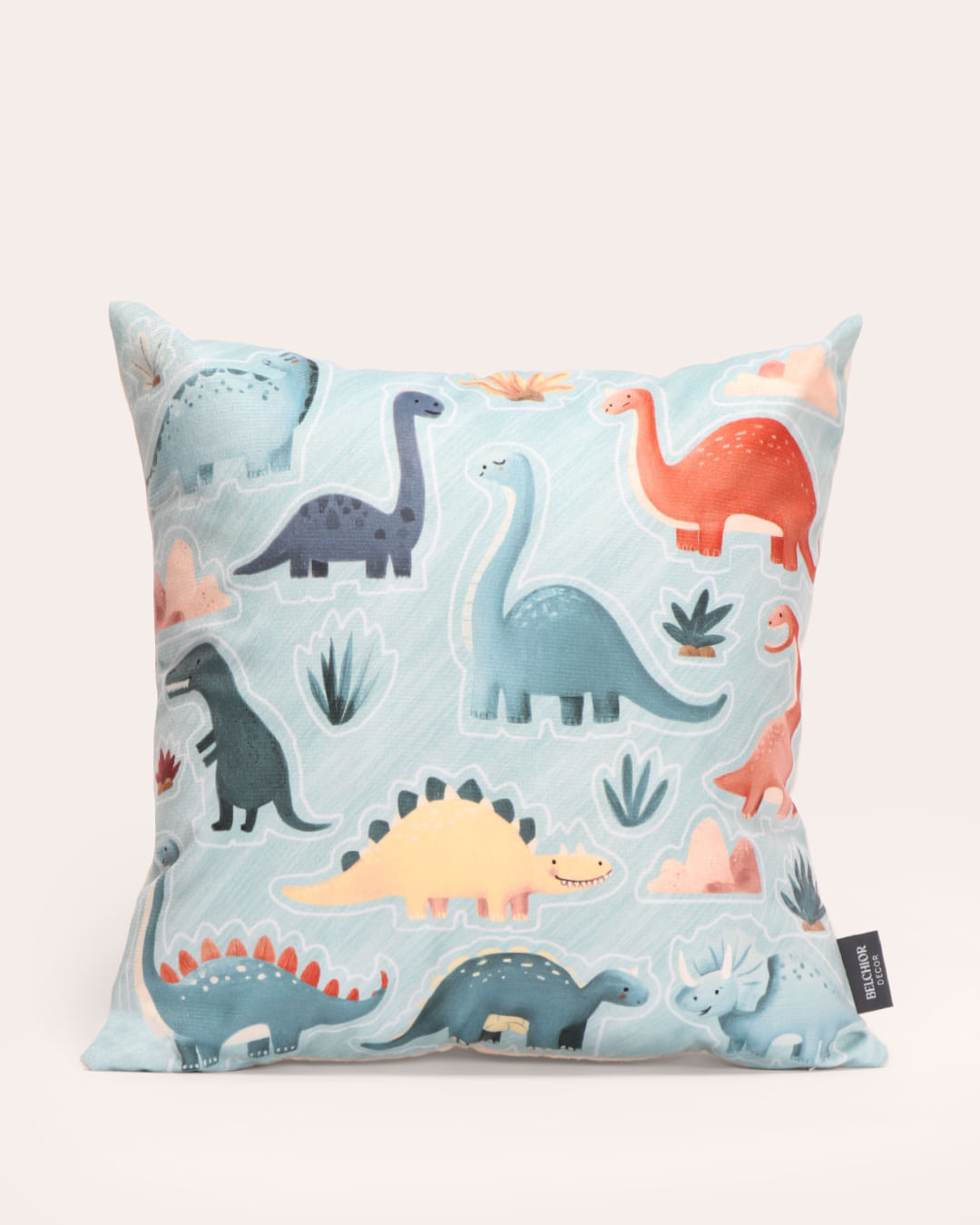 Almofada Infantil Suede 40cm x 40cm Estampa Dino Verde