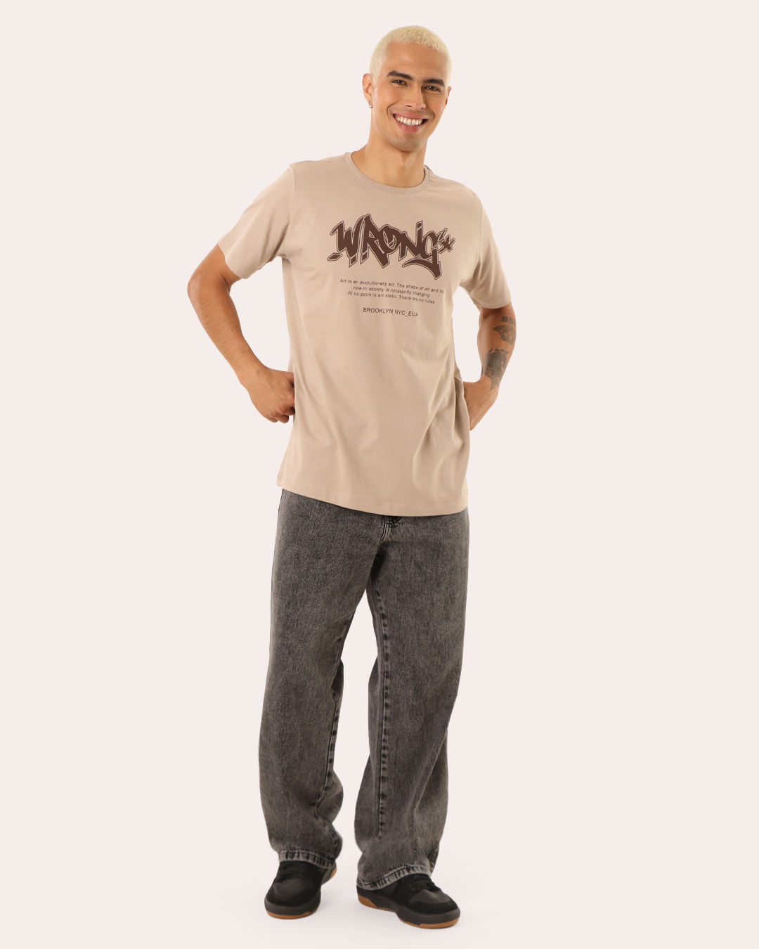 Calça Jeans Masculina Baggy Marmorizada Cinza