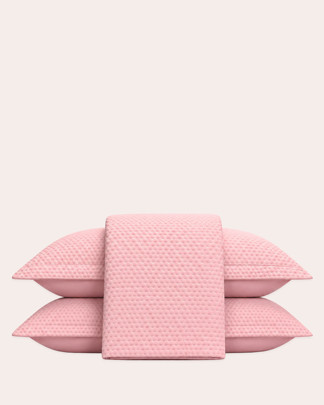 Kit Colcha Queen Plumagem 3 Peças Lisa Rosa