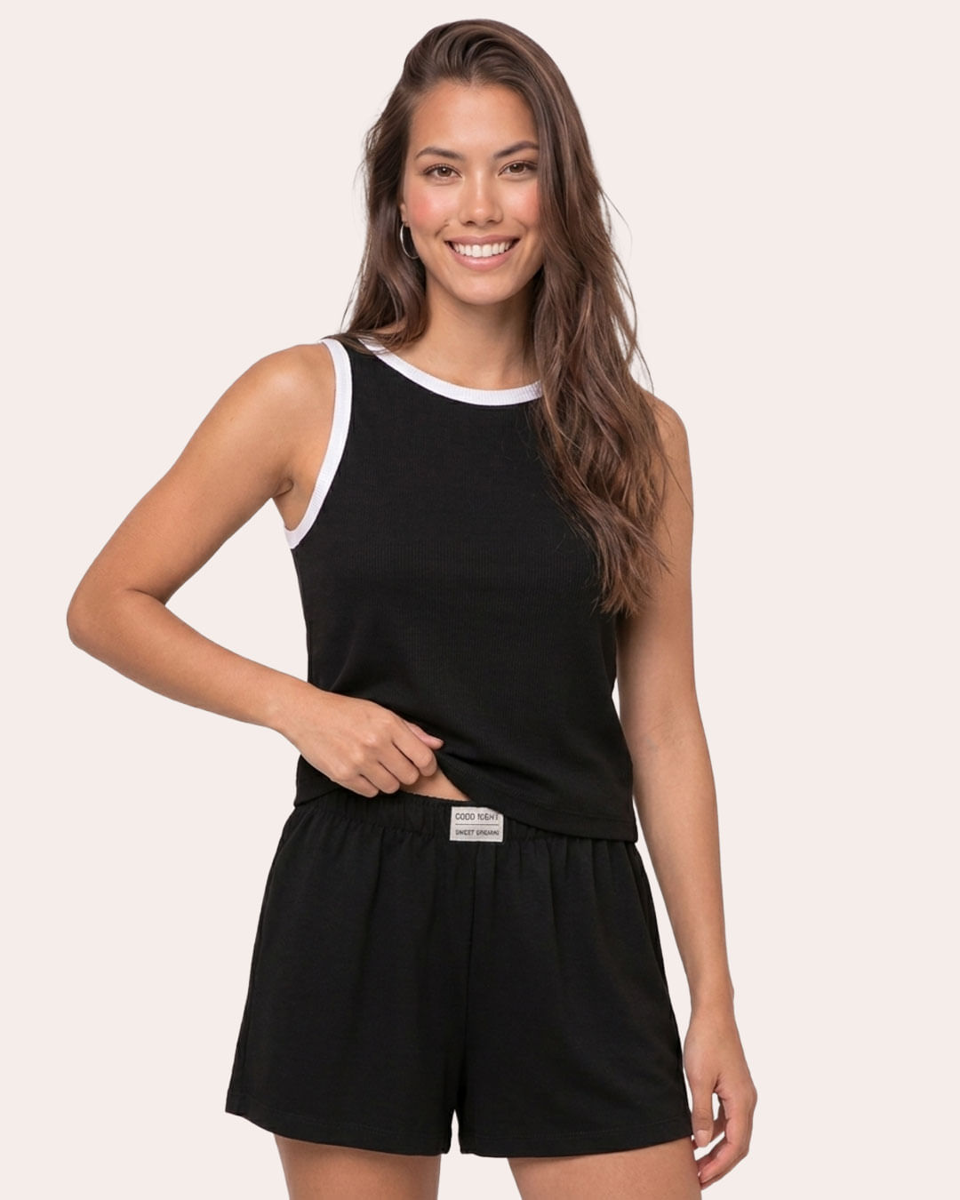 Short Feminino Pijama Avulso Moletinho Preto