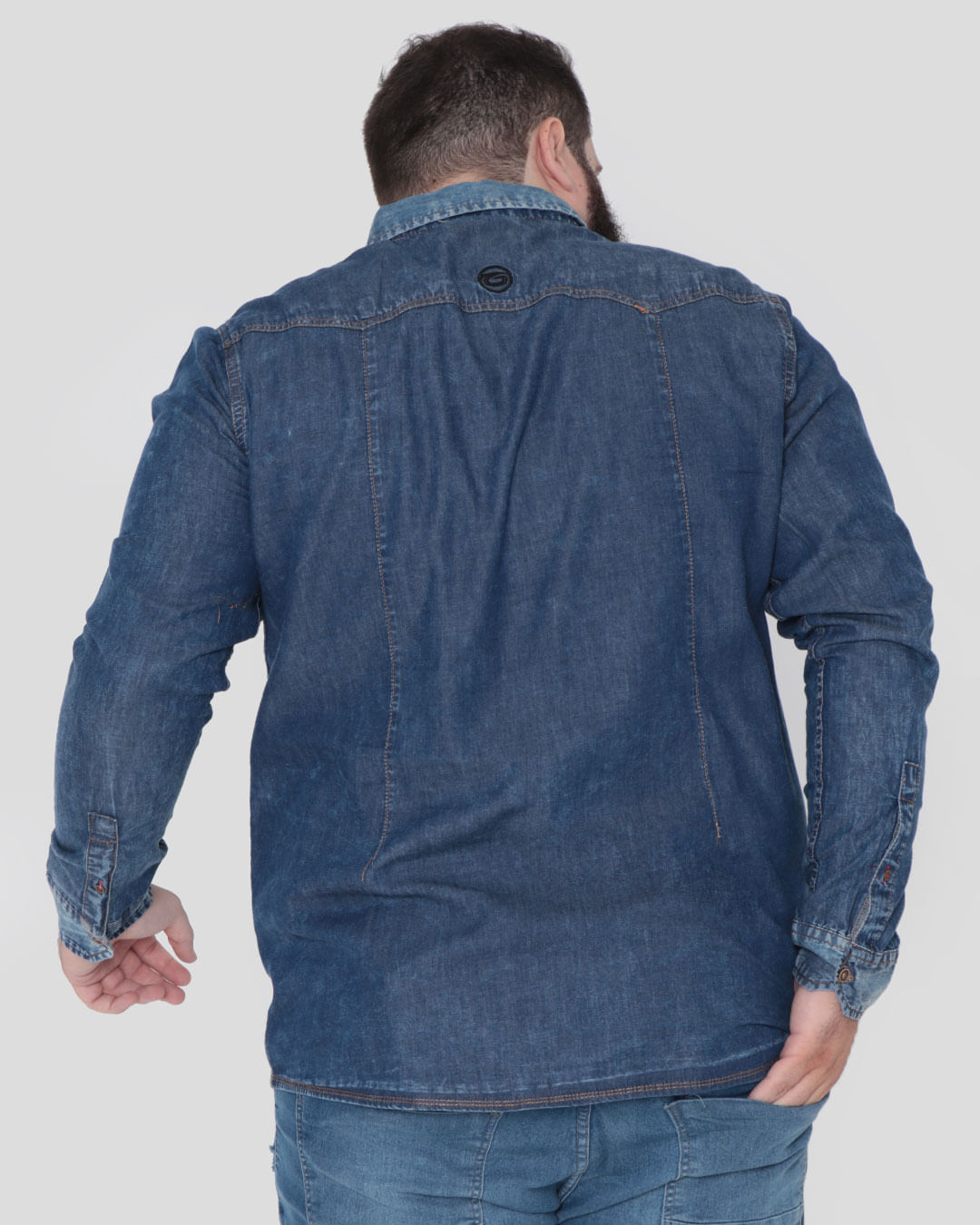 Camisa-Masculina-Plus-Size-Jeans-Gangster-Azul-