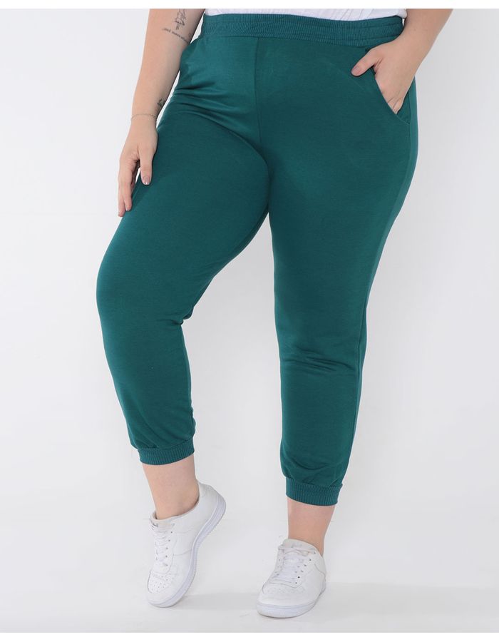 Calca-Moletinho-Feminino-Plus-Size-Jogger-Verde-Escuro