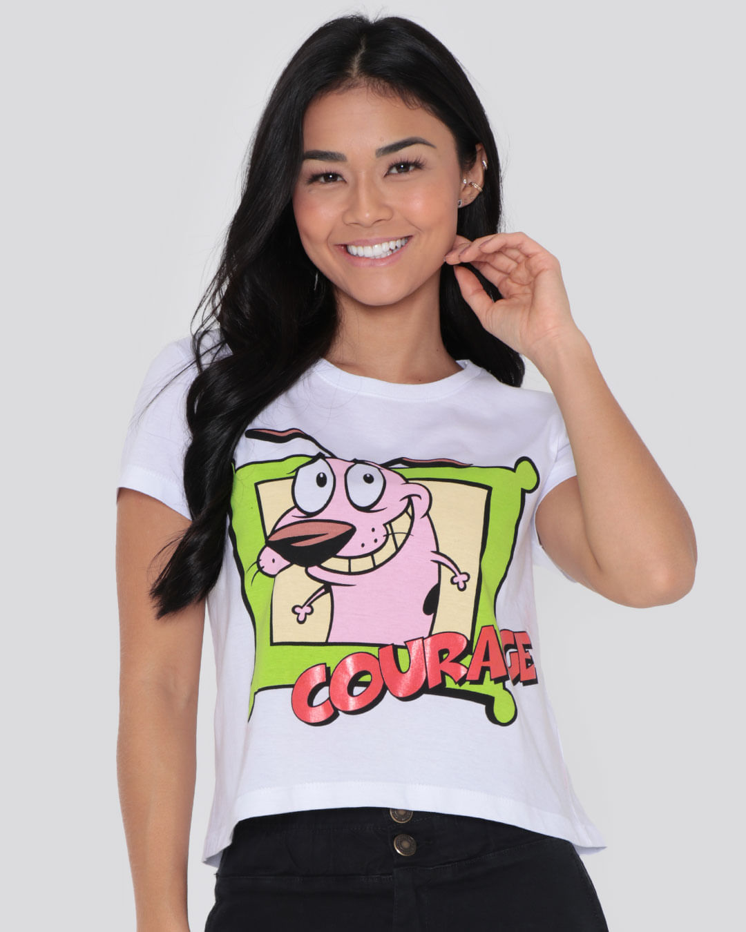 Camiseta-Feminina-Estampa-Cartoon-Network-Courage-Branca