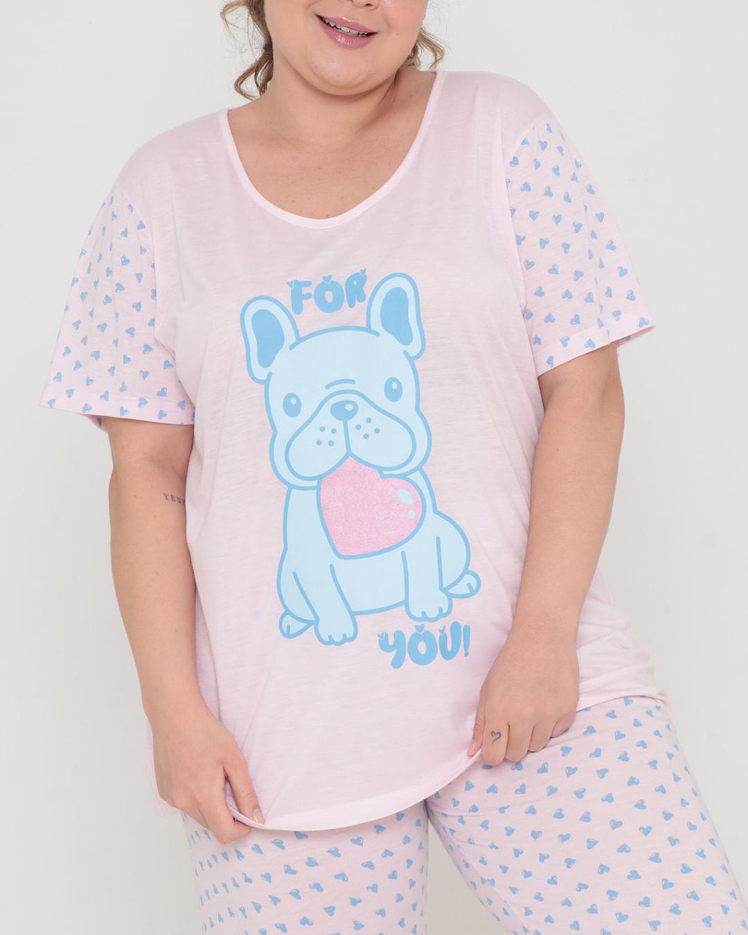 Pijama-Plus-Size-Longo-Estampa-Pug-Rosa-Claro