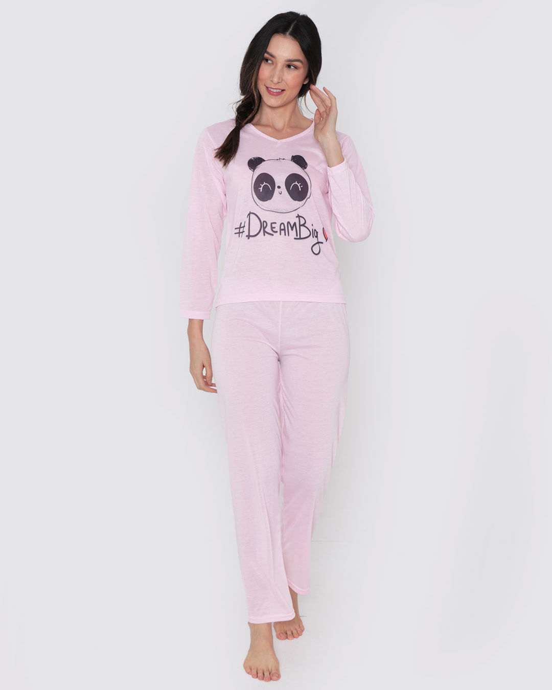 Pijama-Feminino-Longo-Estampa-Panda-Rosa-Claro