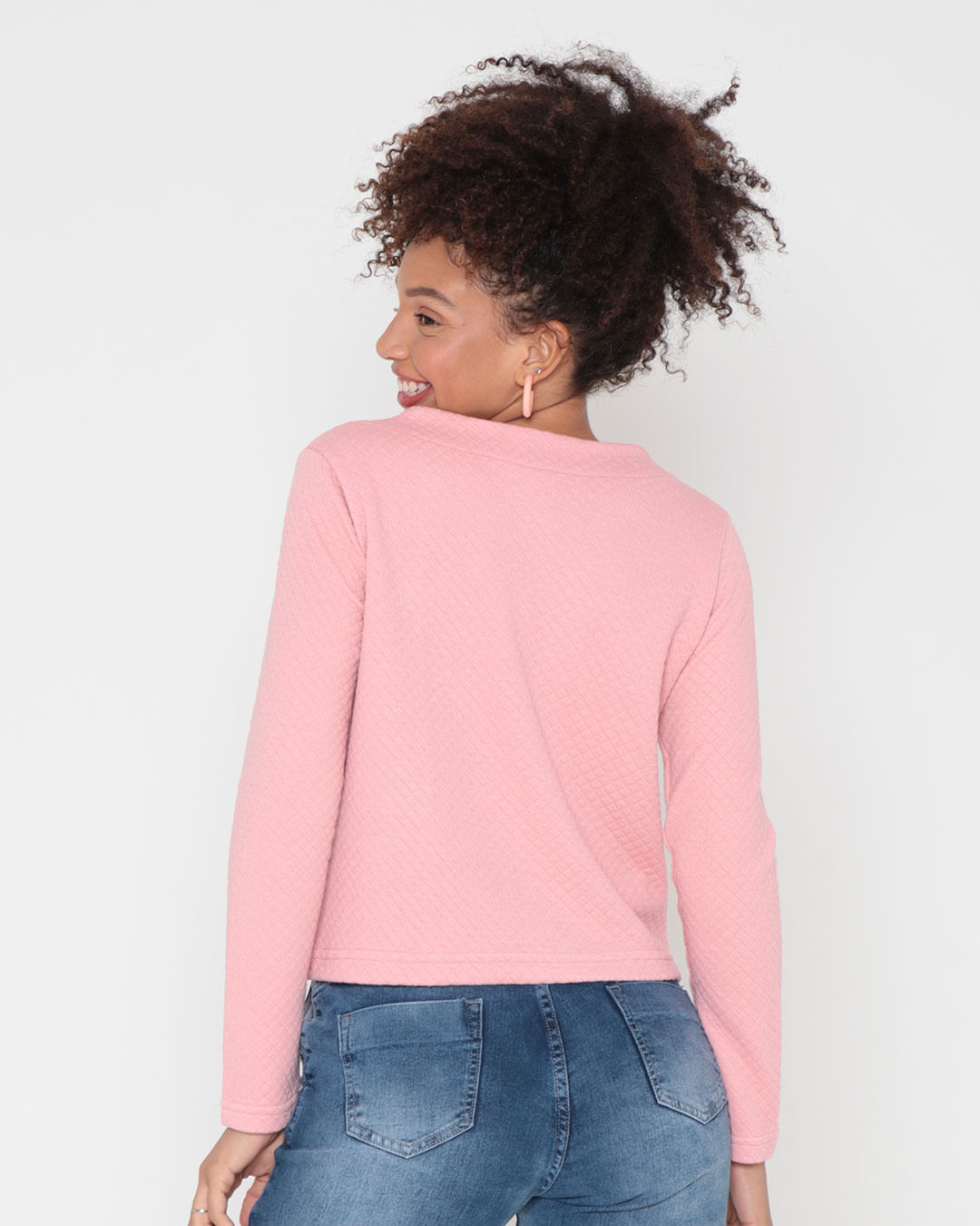 Blusa-Feminina-Manga-Comprida-Matelasse-Rosa-Claro