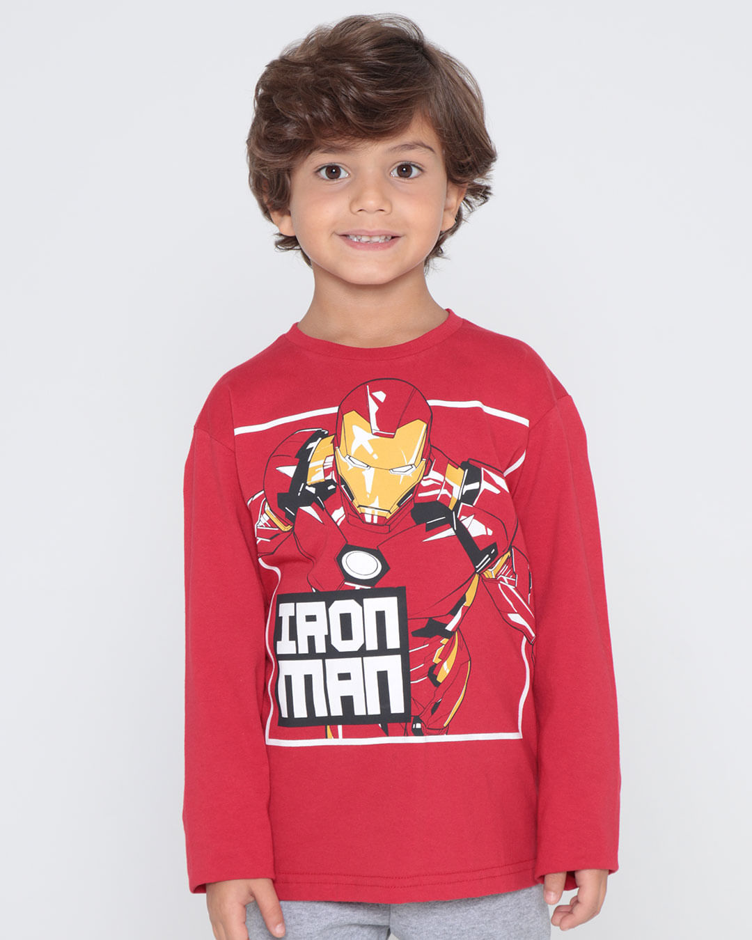 Camiseta-Infantil-Manga-Longa-Homem-De-Ferro-Marvel-Vermelha