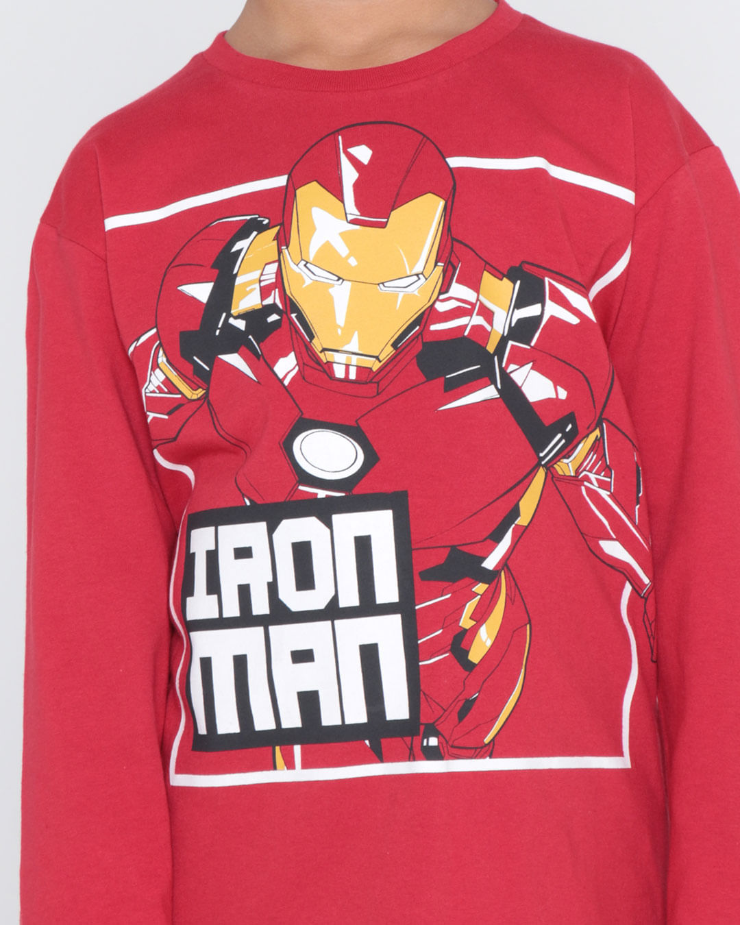 Camiseta-Infantil-Manga-Longa-Homem-De-Ferro-Marvel-Vermelha