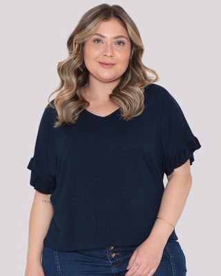 Blusa-Plus-Size-Babados-Azul-Marinho