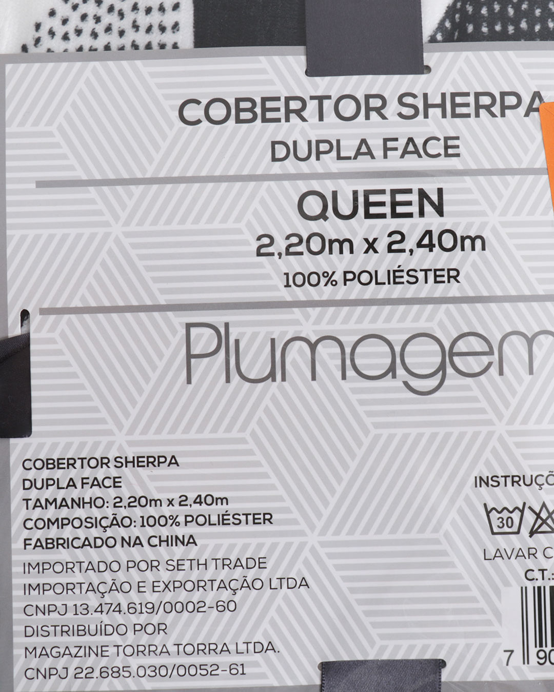 Cobertor-Queen-Sherpa-Dupla-Face-Estampa-Geometrica-Branco-