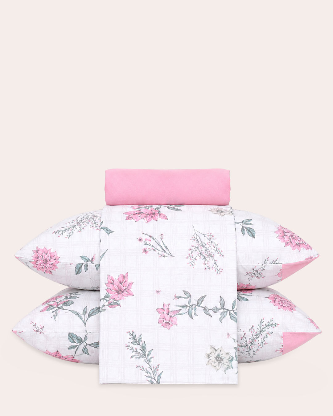 Jogo de Cama Edromania King 3 Peças Algodão Floral Rosa
