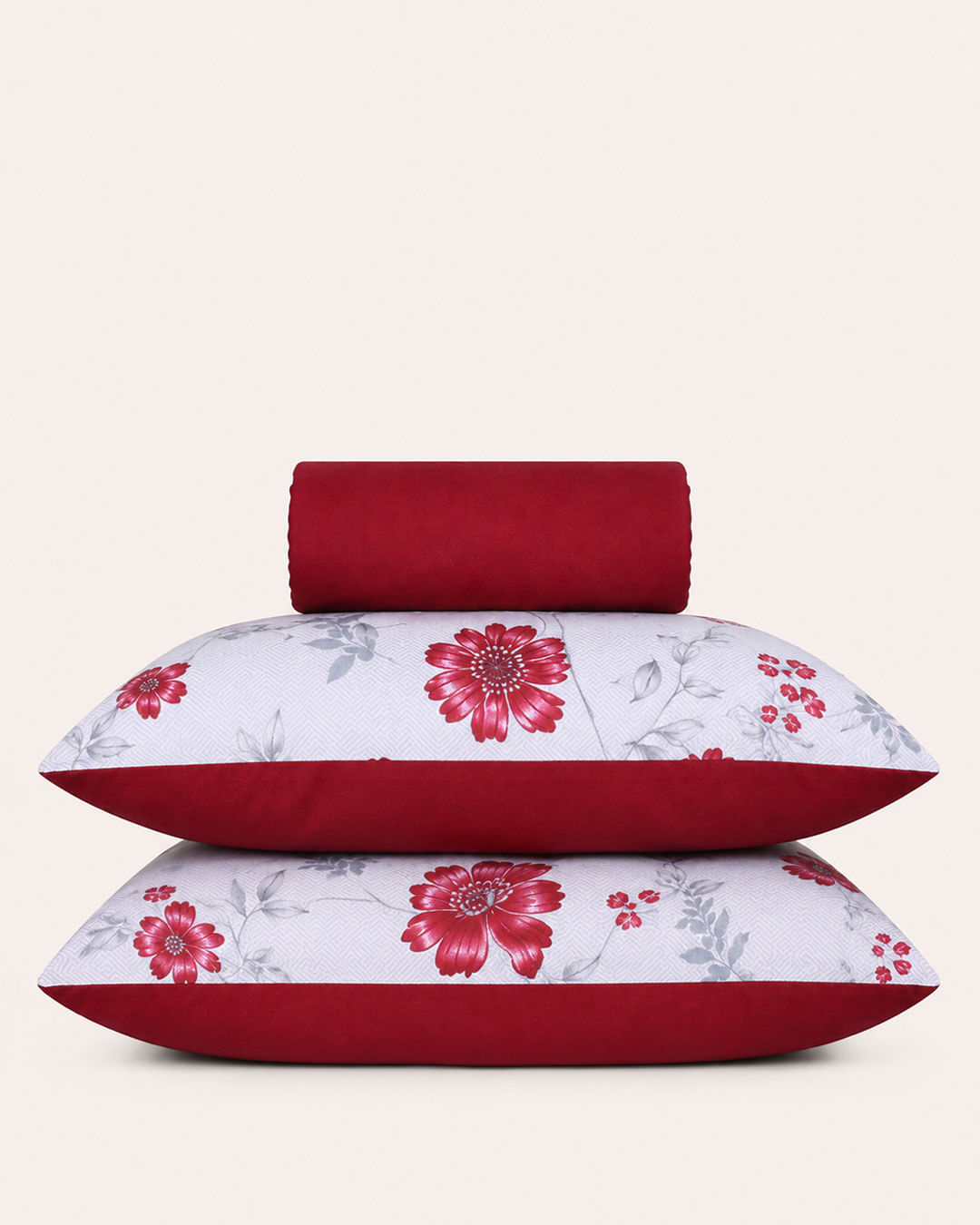 Jogo de Cama Edromania King 3 Peças Algodão Estampado Vinho