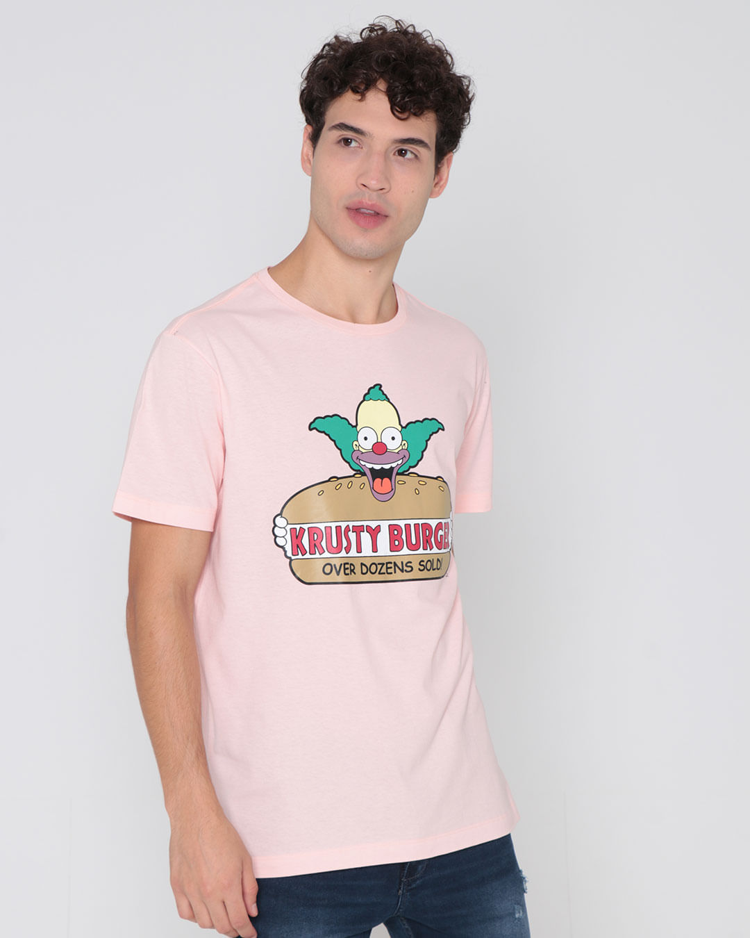 Camiseta-Masculina-Estampa-Os-Simpsons-Krusty-Rosa-Claro