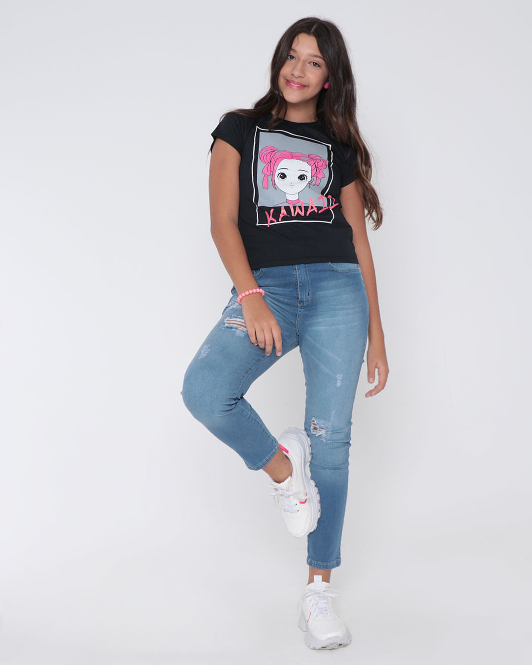 Camiseta-Feminina-Juvenil-Estampa-Anime-Preta