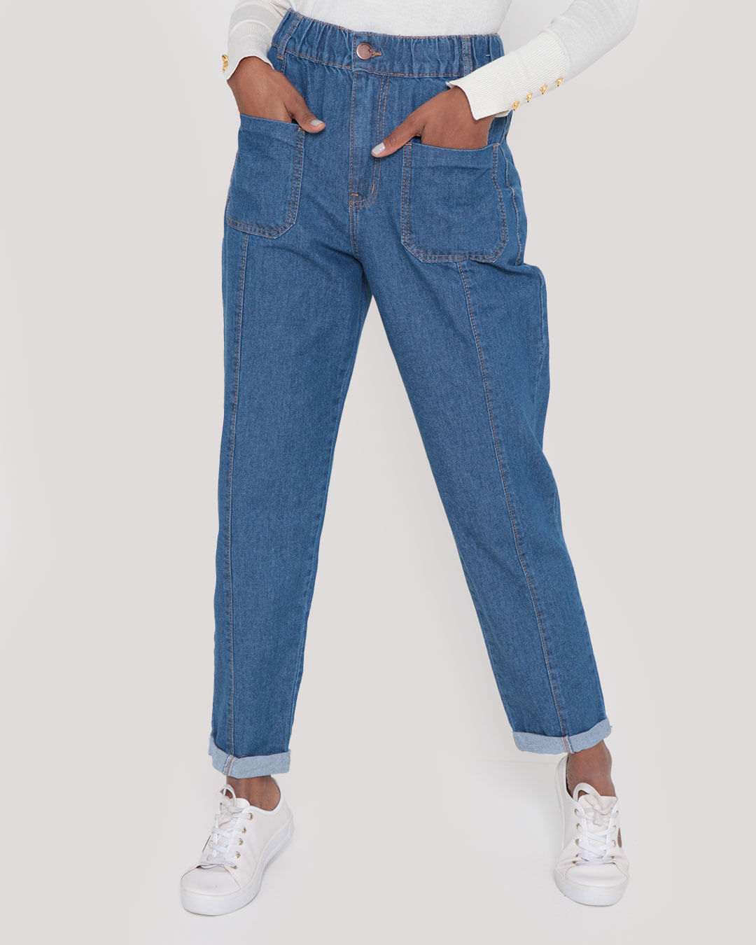 Calca-Mom-Jeans-Com-Elastico-Azul-Medio