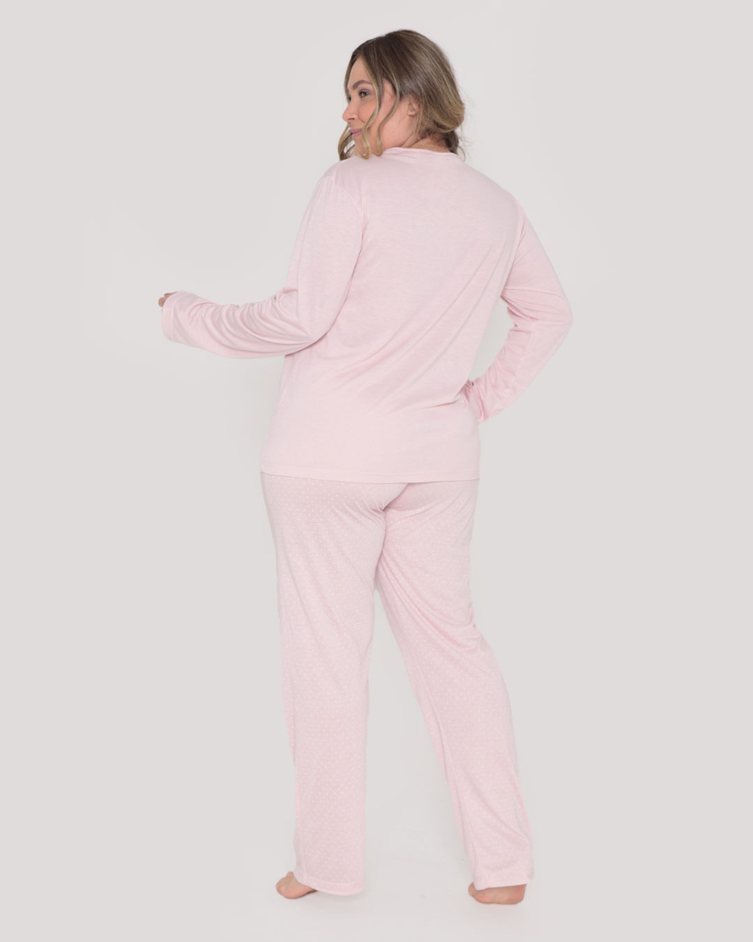Pijama-Feminino-Plus-Size-Longo-Poa-Rosa-Claro