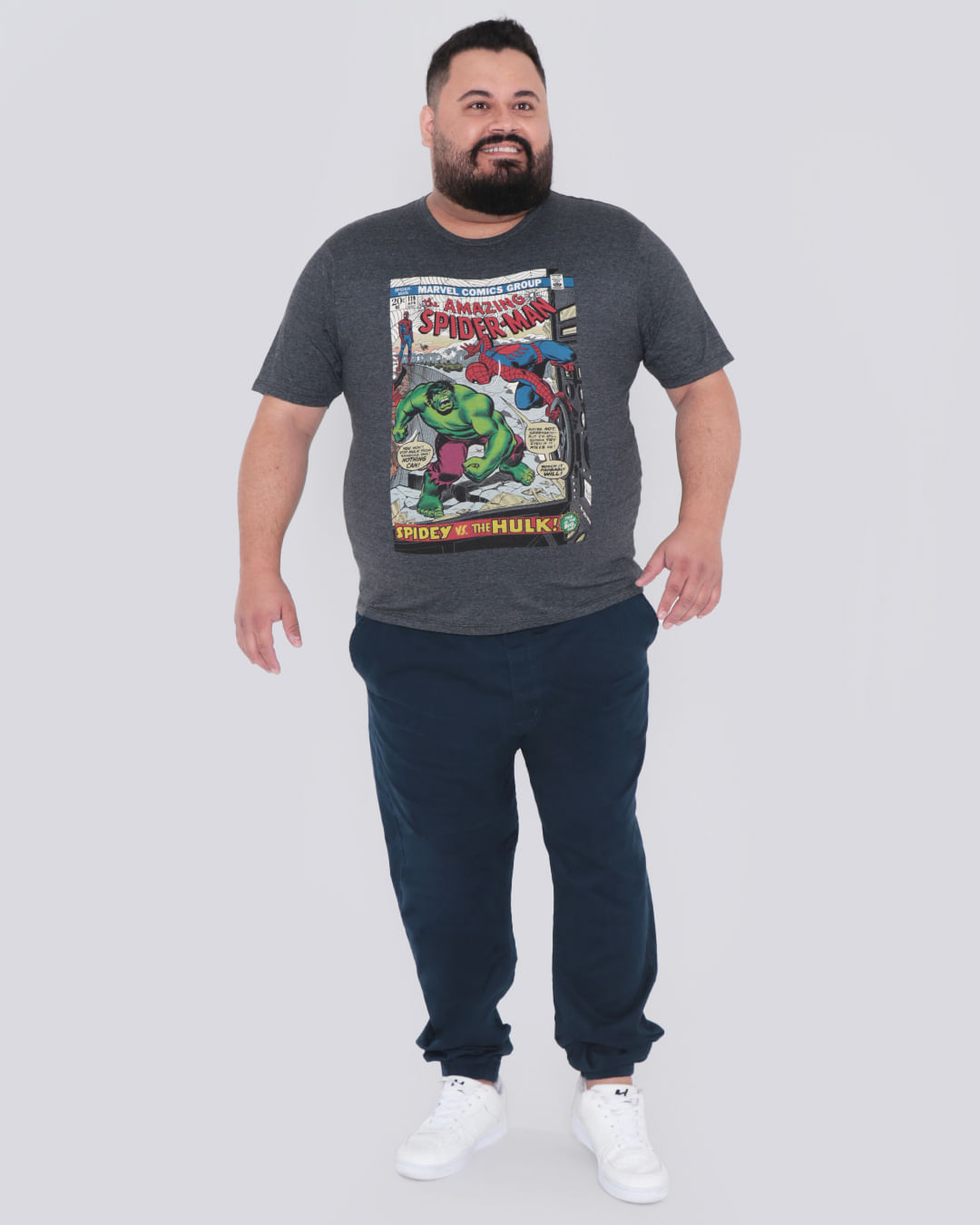 Camiseta-Plus-Size-Homem-Aranha-VS-Hulk-Marvel-Cinza-