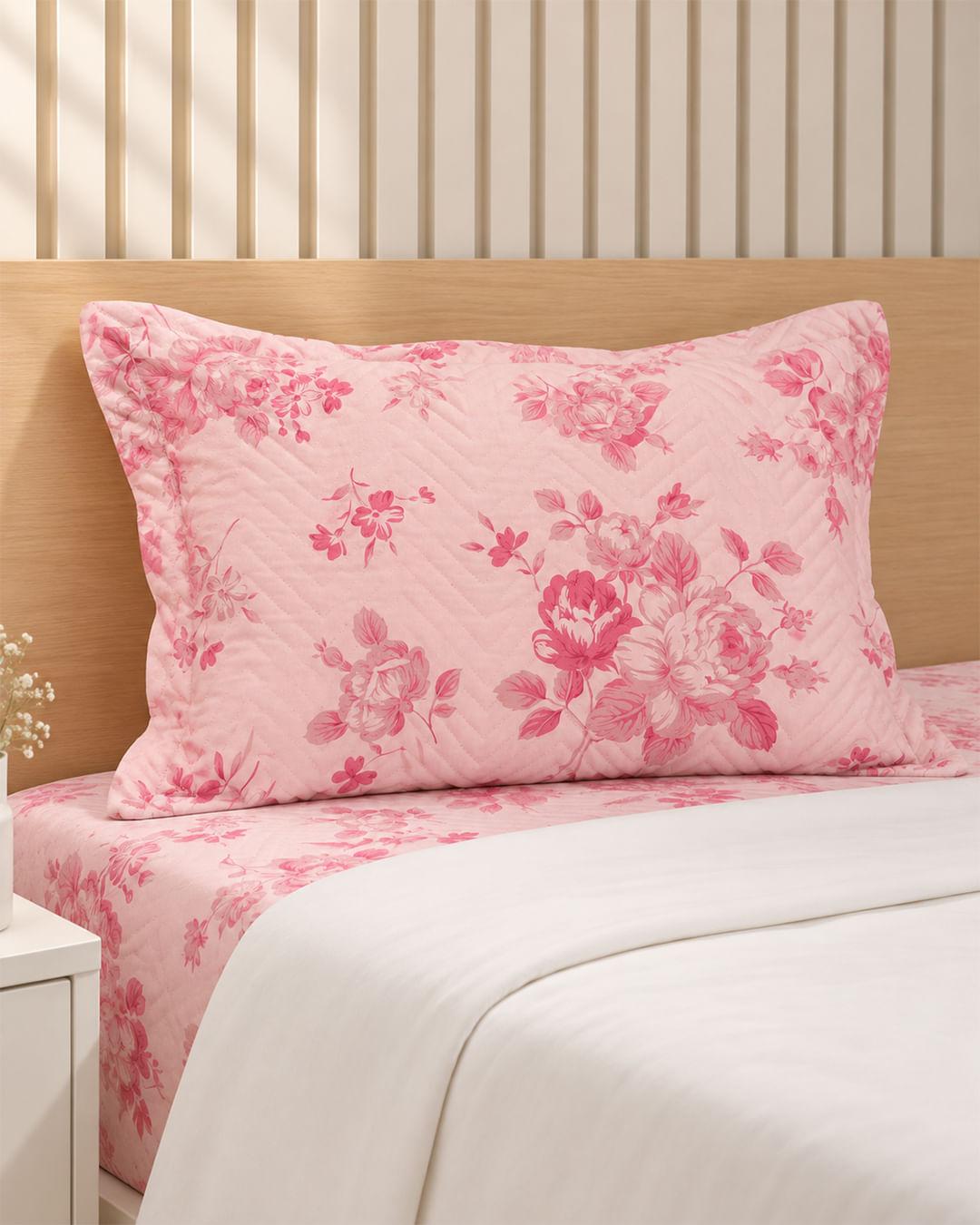 Porta Travesseiro Arte & Cazza Matelassê Estampado Rosa