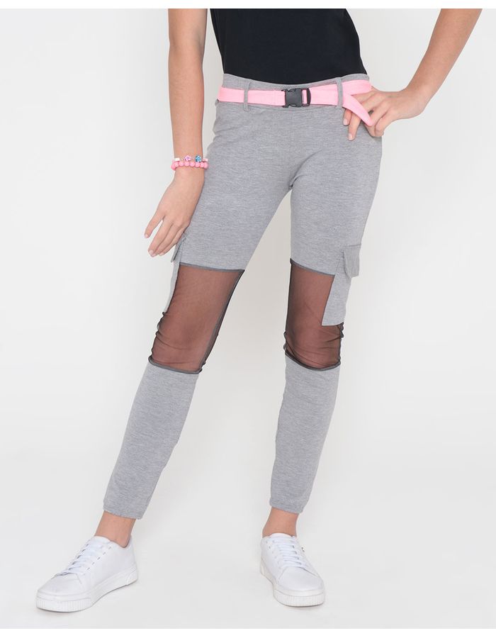 Calca-Legging-Juvenil-Recortes-Tule-Cargo-Cinza-Claro