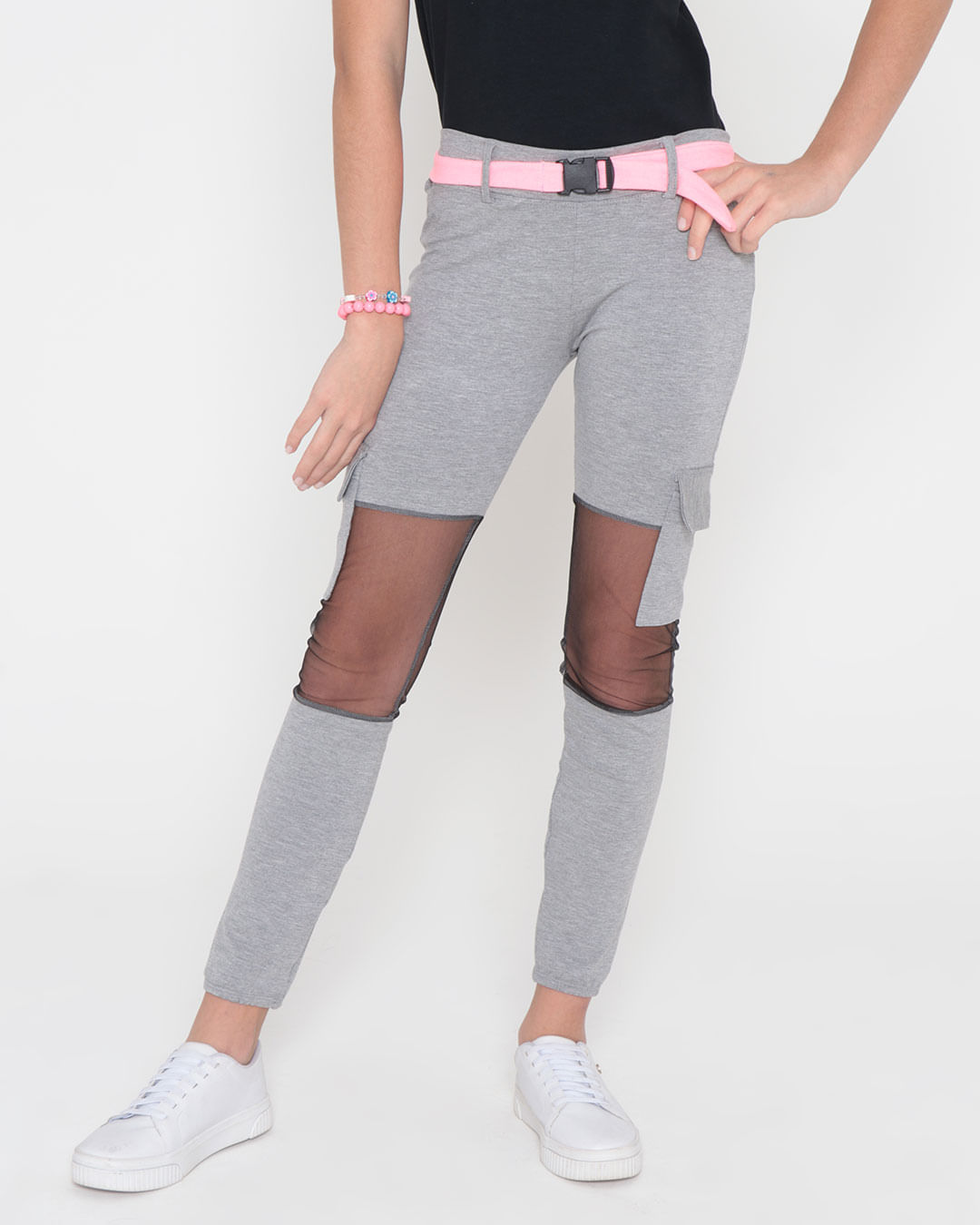 Calca-Legging-Juvenil-Recortes-Tule-Cargo-Cinza-Claro