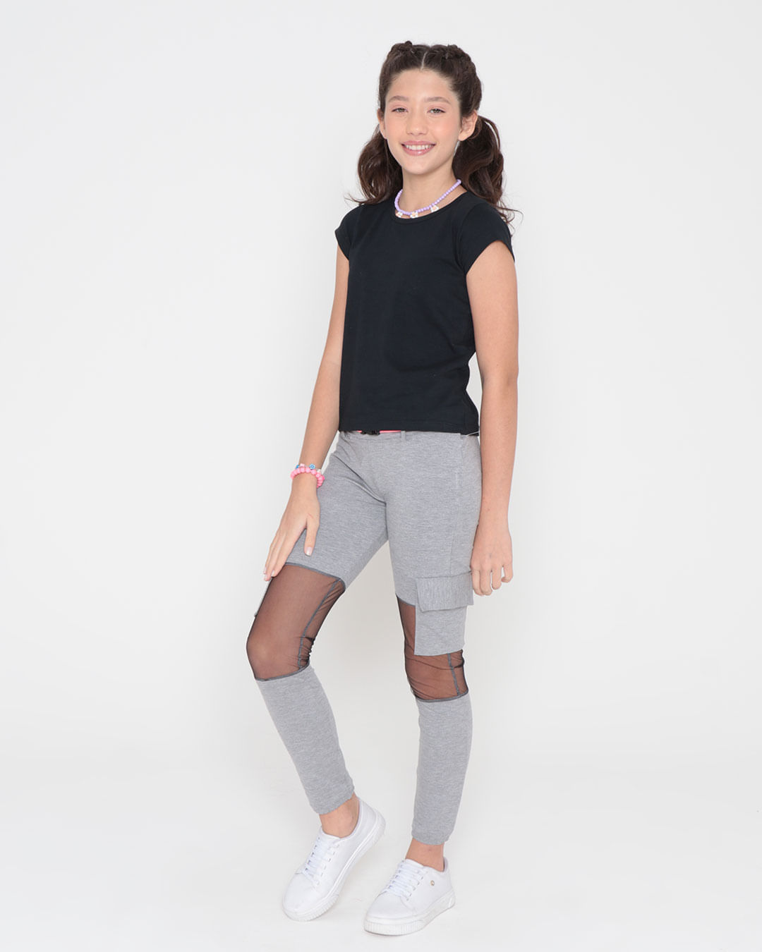 Calca-Legging-Juvenil-Recortes-Tule-Cargo-Cinza-Claro