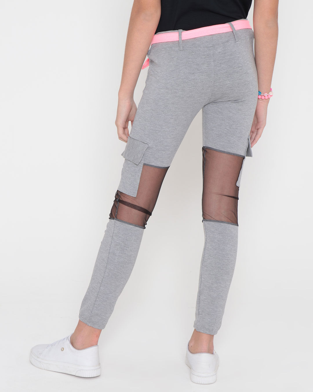 Calca-Legging-Juvenil-Recortes-Tule-Cargo-Cinza-Claro