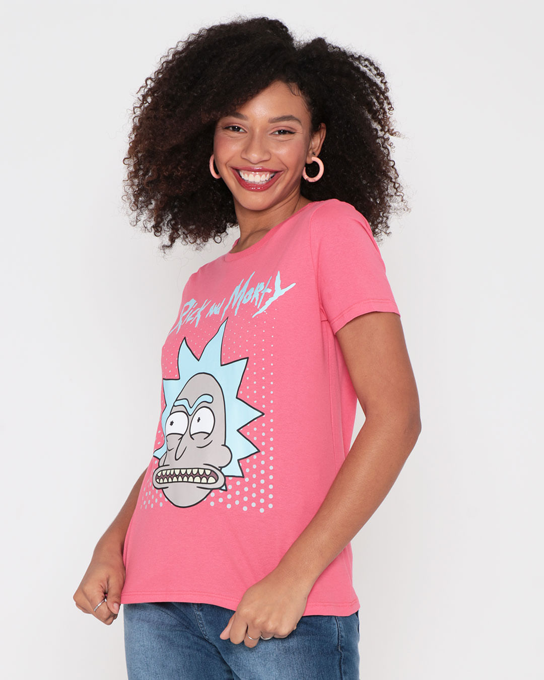 Camiseta-Feminina-Estampa-Rick-And-Morty-Rosa