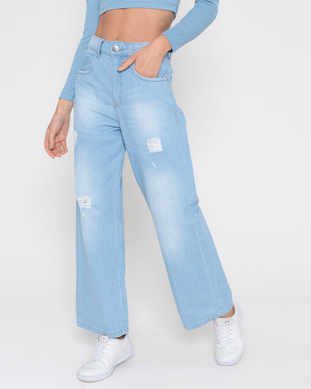Calca-Jeans-Feminina-Wide-Leg-Destroyed-Azul-Claro