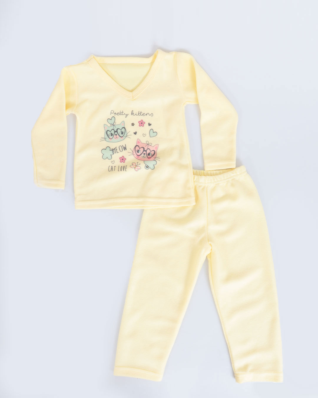 Pijama-Soft-Bebe-Longo-Estampa-Gatinhos-Amarelo