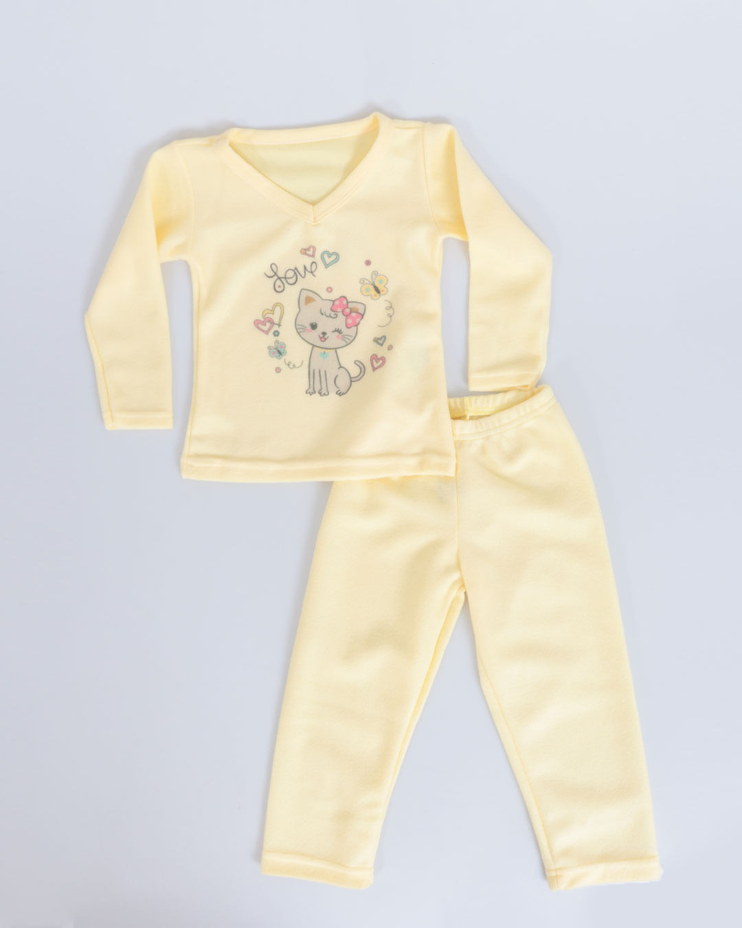Pijama-Soft-Bebe-Longo-Estampa-Gatinha-Amarelo