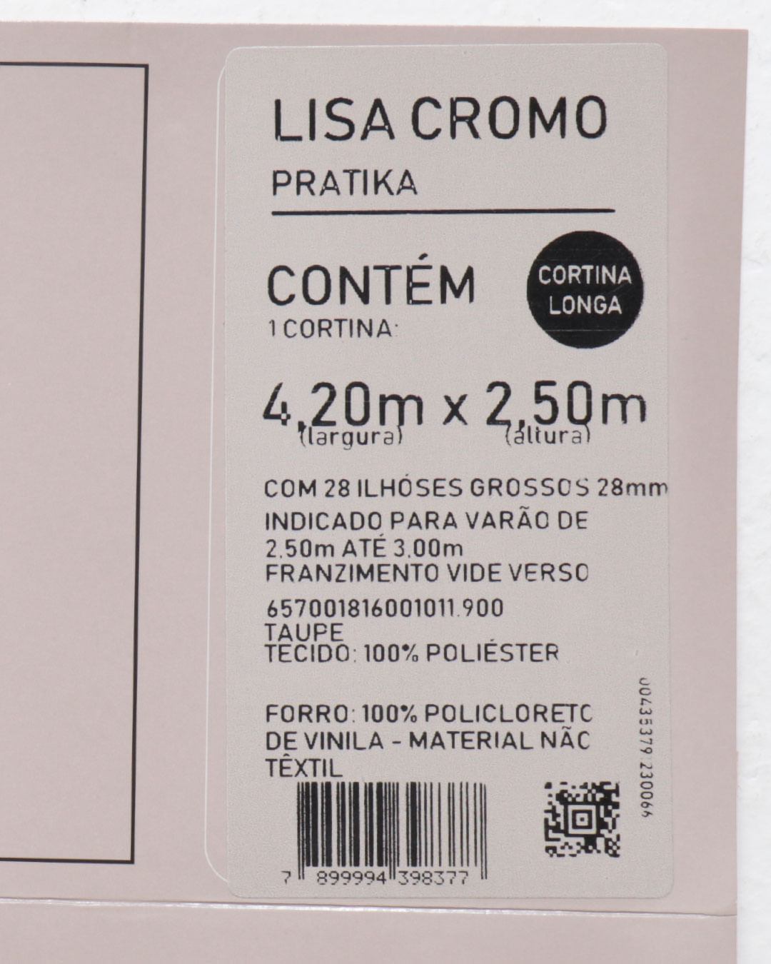 Cortina Longa Pratika Blackout Bella Janela Varão Até 2,5m Cinza Escuro