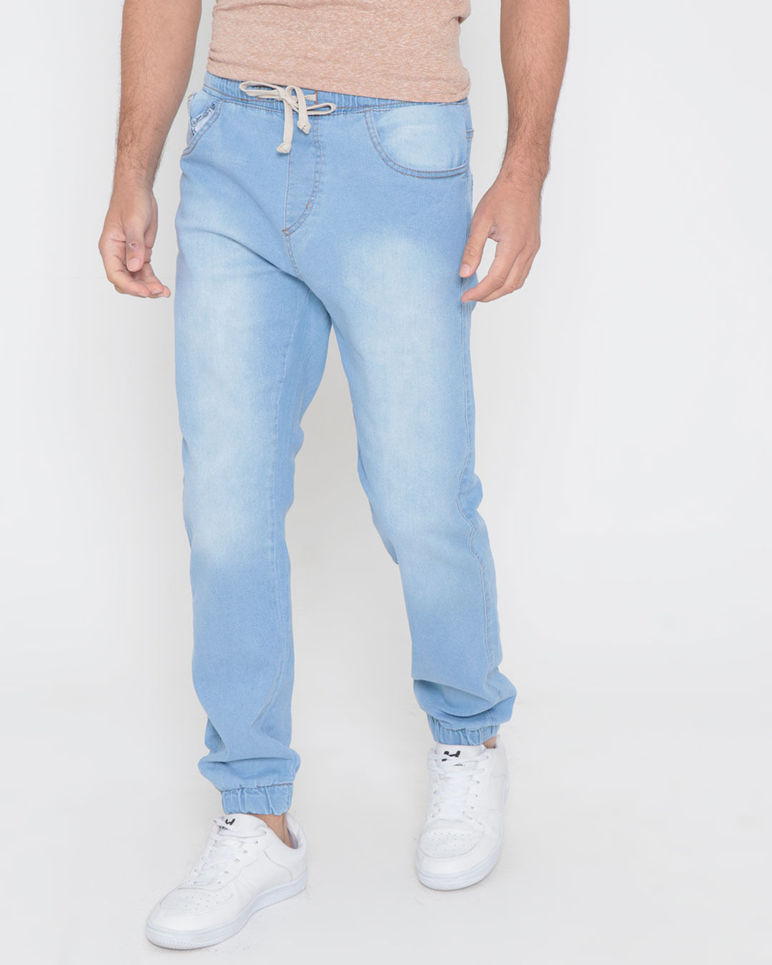 Calca-Jeans-Masculina-Jogger-Azul-Claro