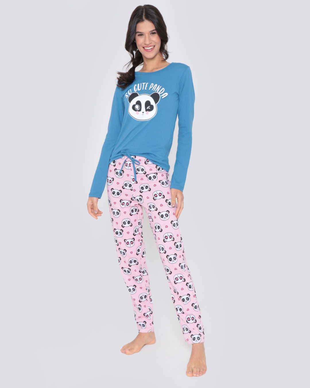 Pijama-Feminino-Longo-Estampa-Panda-Rosa-Azul