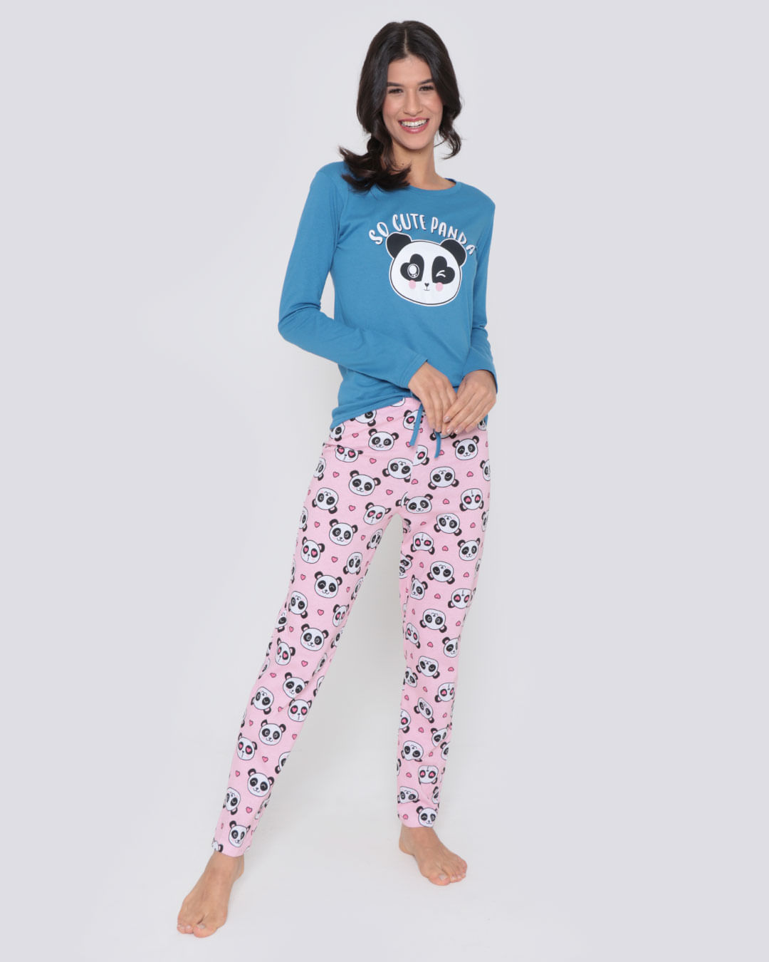 Pijama-Feminino-Longo-Estampa-Panda-Rosa-Azul