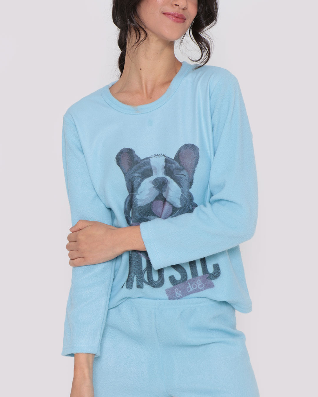 Pijama-Feminino-Longo-Soft-Estampa-Cachorro-Azul-Claro