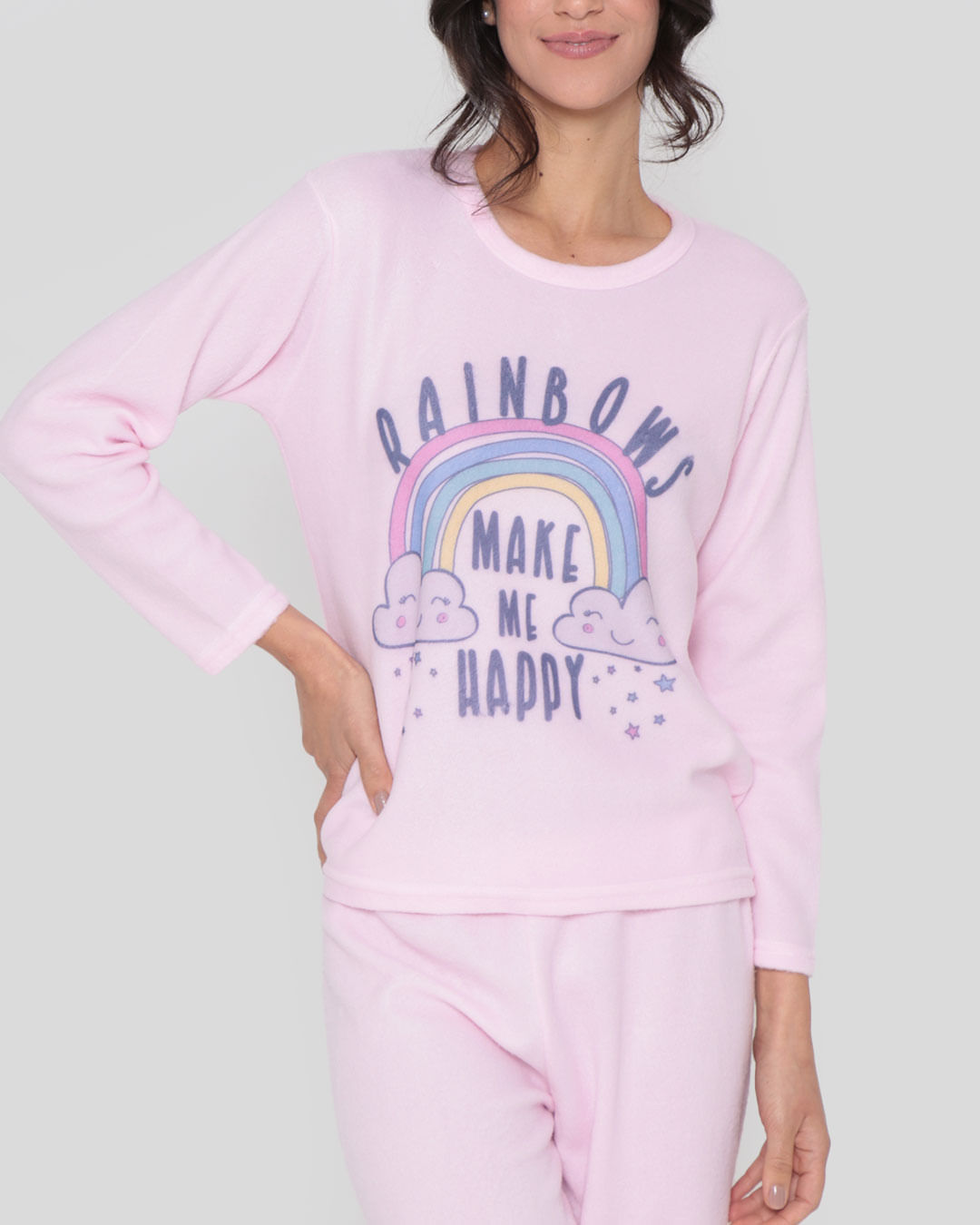 Pijama-Feminino-Soft-Longo-Estampa-Arco-Iris-Rosa
