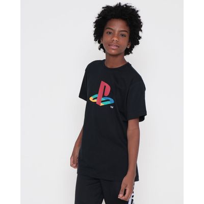 Camiseta-Juvenil-Estampa-Playstation-Preta