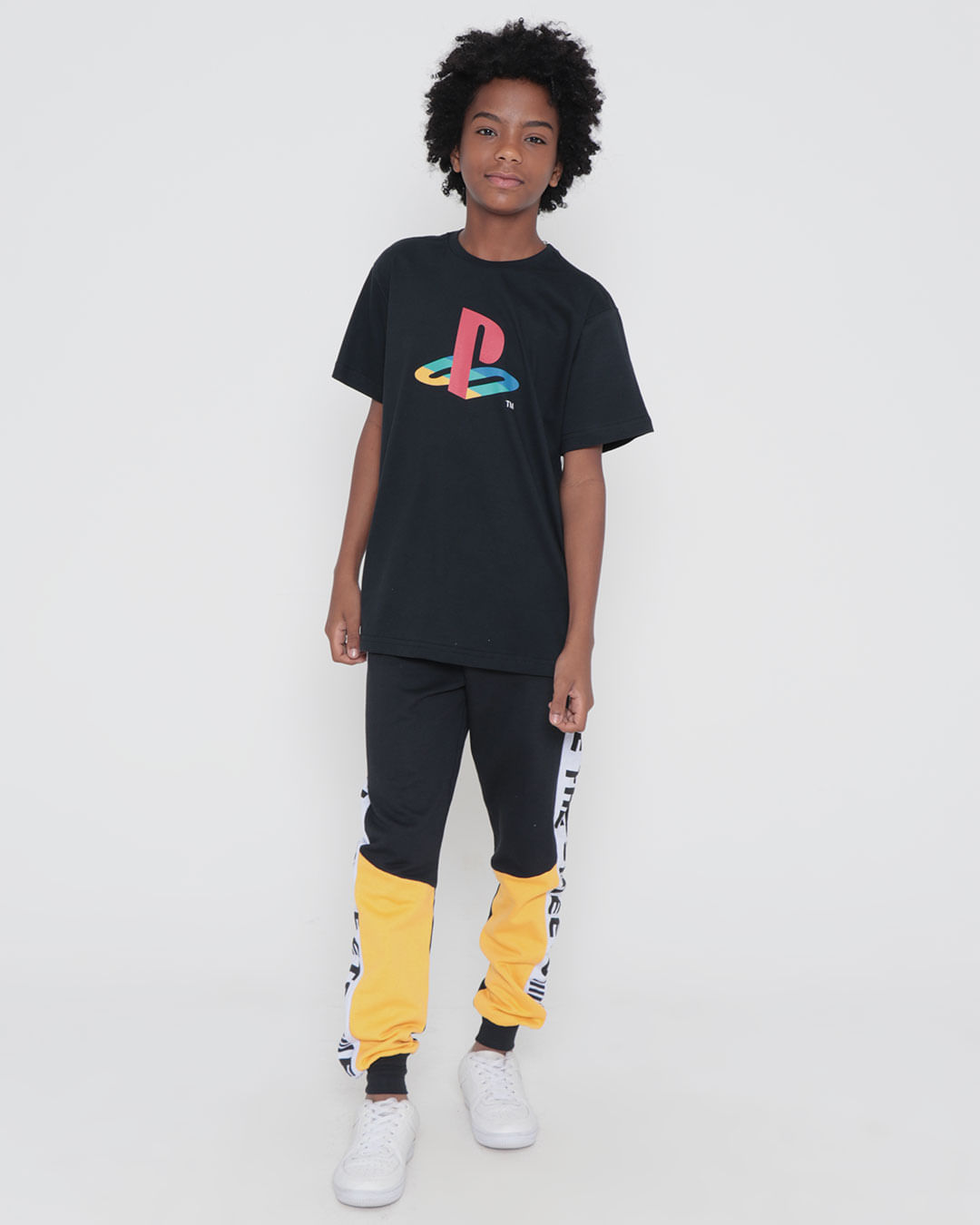 Camiseta-Juvenil-Estampa-Playstation-Preta