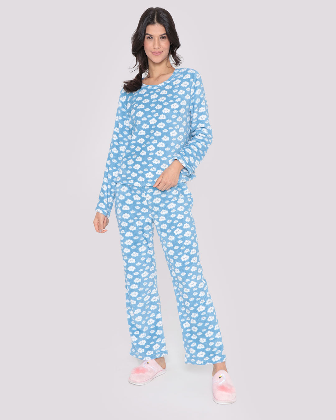 Pijama-Feminino-Longo-Soft-Nuvem-Azul