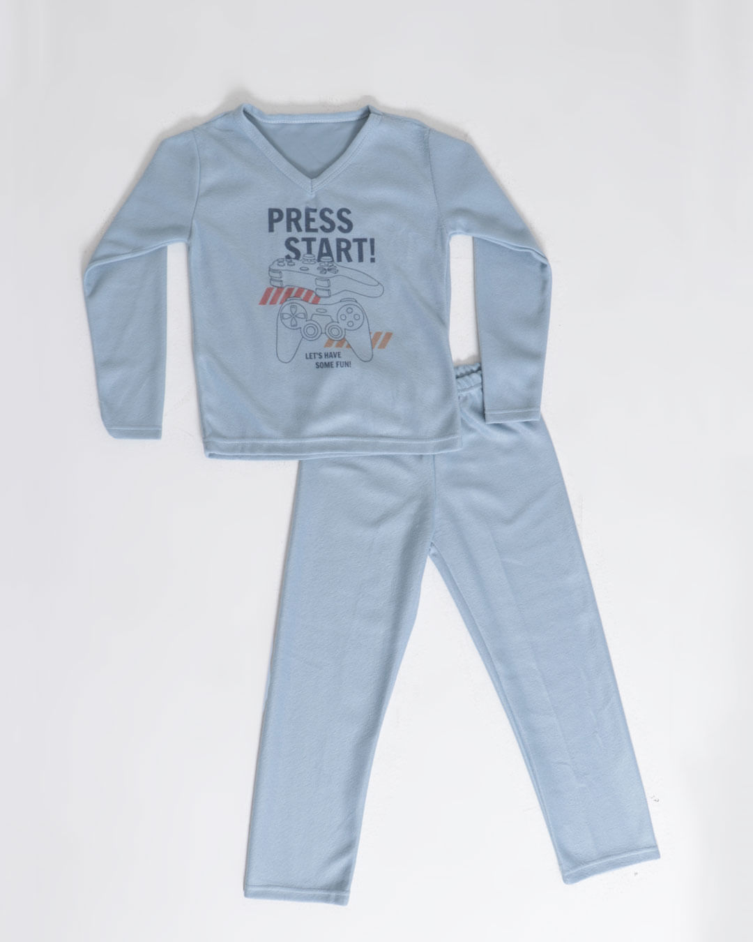 Pijama-Juvenil-Soft-Estampa-Press-Start-Cinza