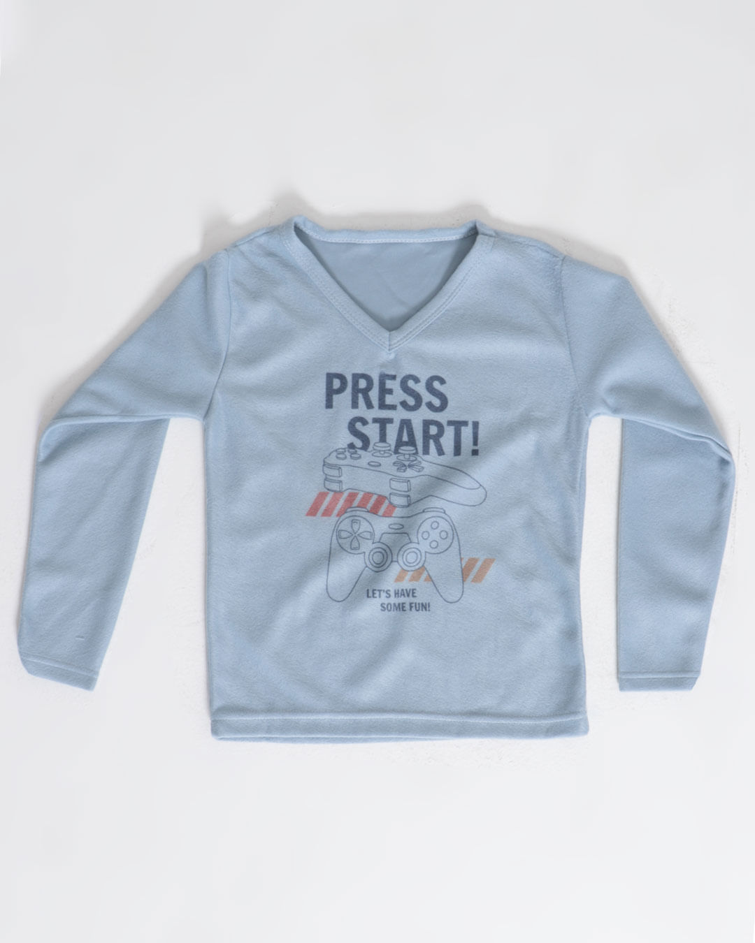 Pijama-Juvenil-Soft-Estampa-Press-Start-Cinza