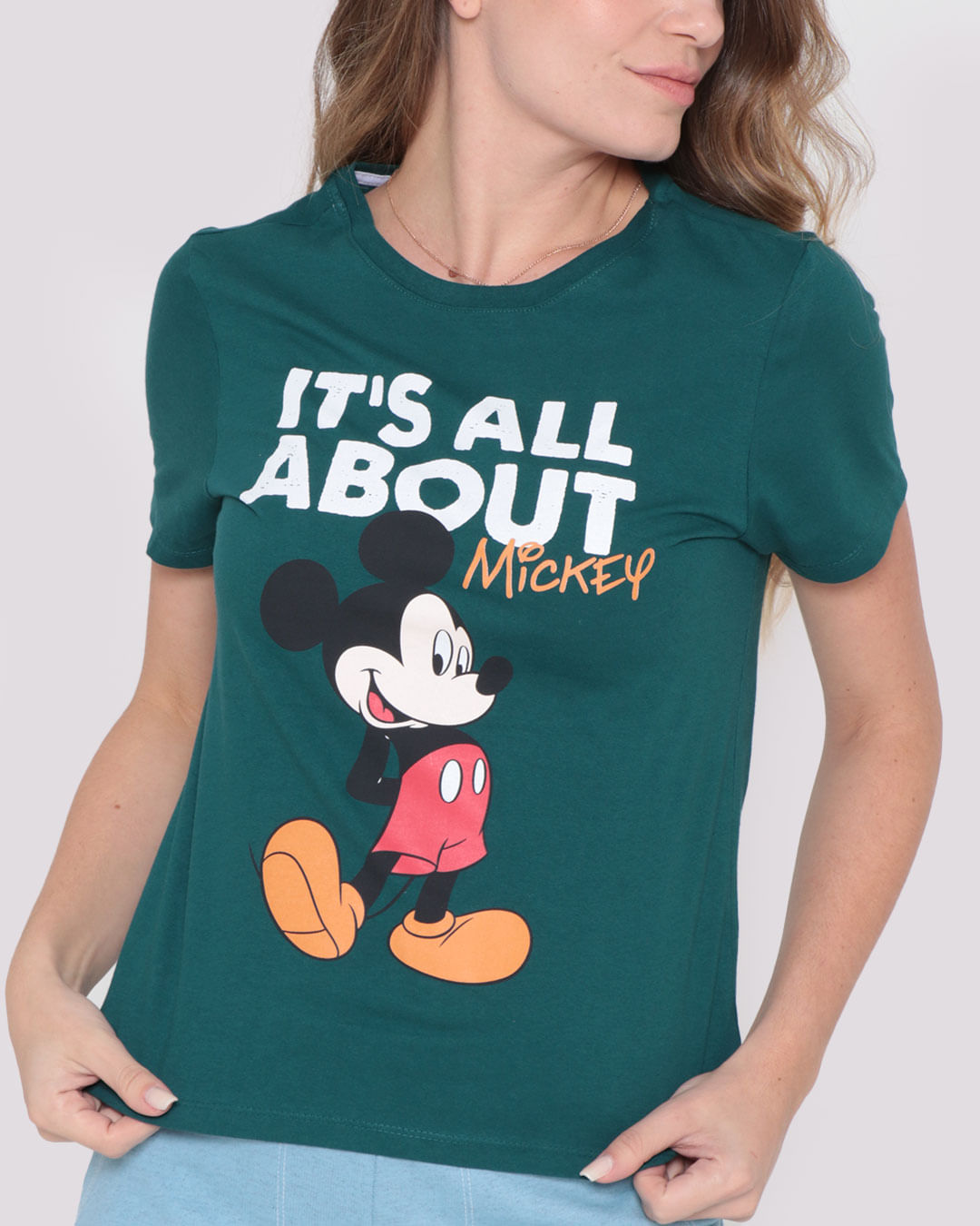 Camiseta-Feminina-Mickey-Mouse-Disney-Verde-Escuro