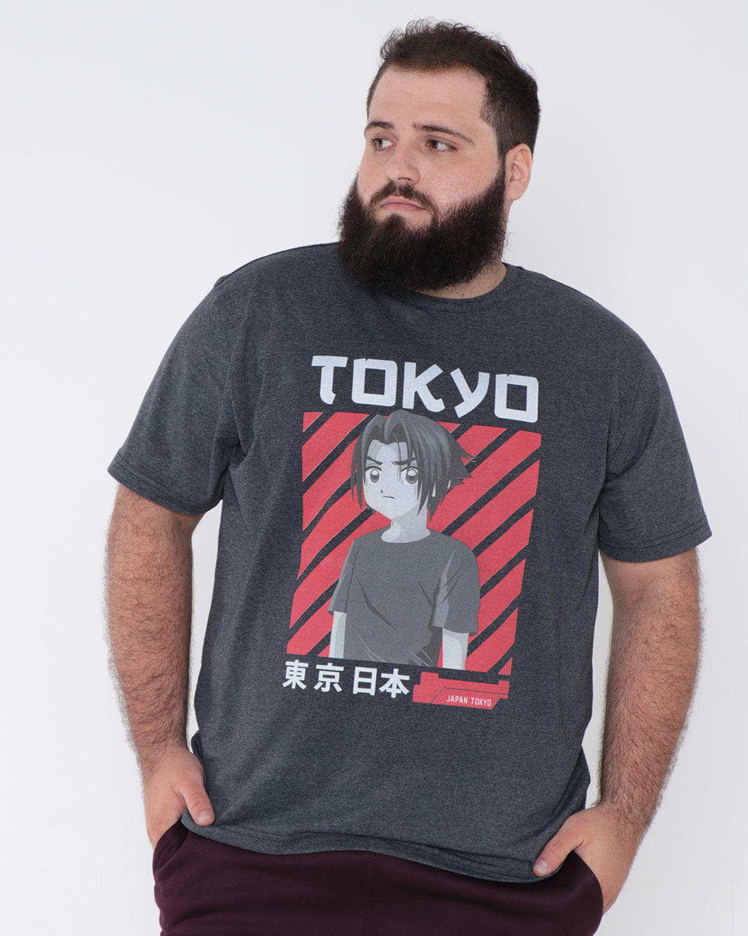 Camiseta-Plus-Size-Masculina-Anime-Cinza-Escuro