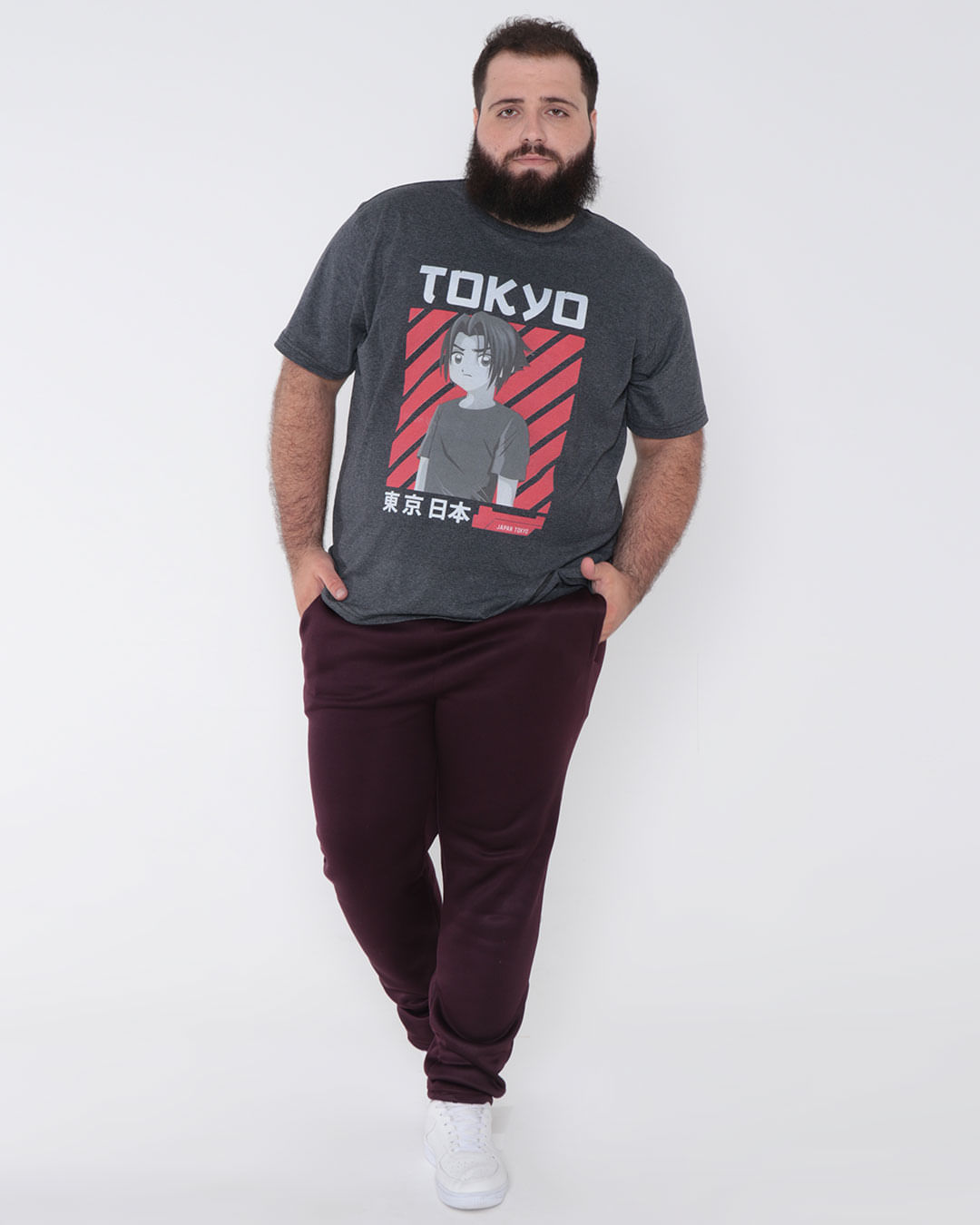 Camiseta-Plus-Size-Masculina-Anime-Cinza-Escuro